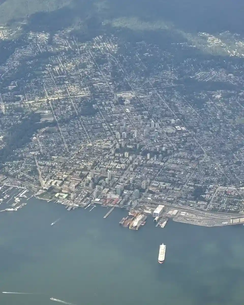 North Vancouver waterfront and mountains at Lonsdale