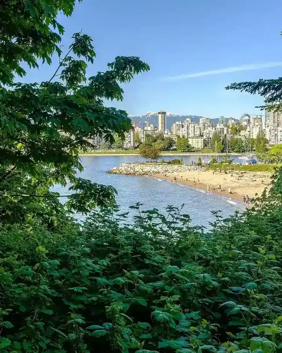 Aerial view over Vancouver's West Side toward English Bay