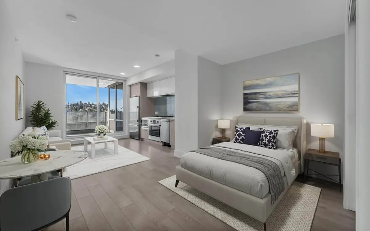 Studio home with the sleeping and living areas arranged in one bright open space