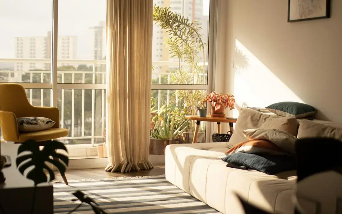 Sunlit living room opening onto a balcony in a Lower Mainland rental home
